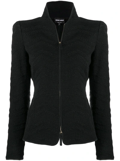 Shop Giorgio Armani Long-sleeve Fitted Jacket In Black