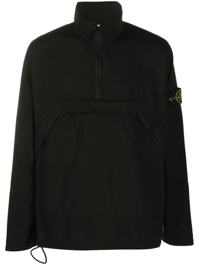 Shop Stone Island High Neck Cotton Jacket In Black