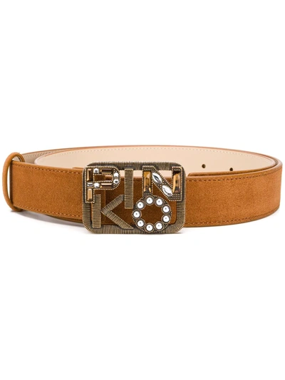 Shop Pinko Logo Buckle Belt In Brown