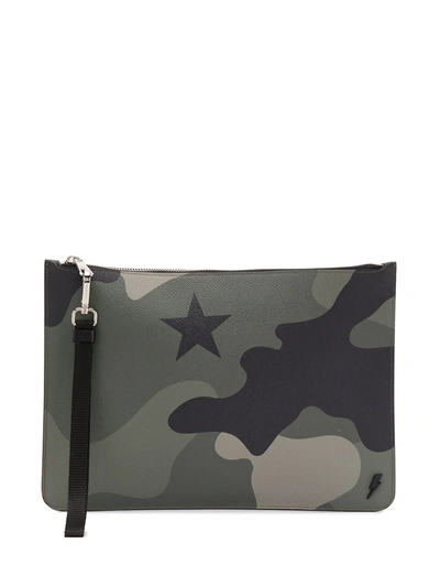 Shop Neil Barrett Camouflage-print Clutch Bag In Green