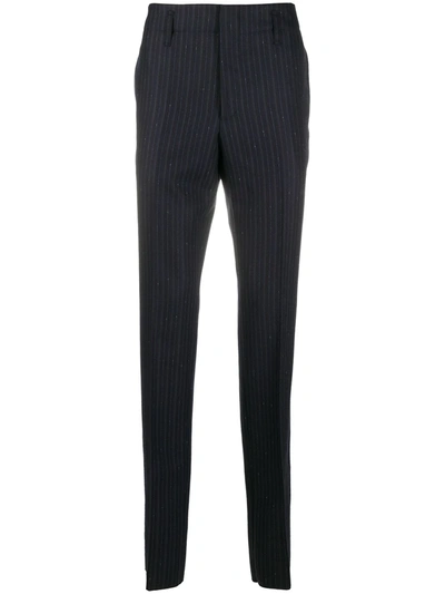 Shop Ferragamo Pinstriped Straight-leg Trousers In Blue