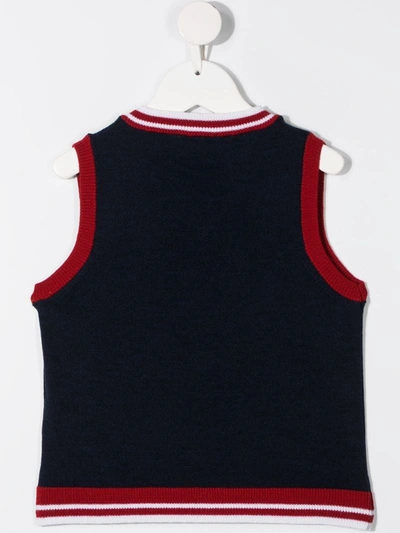 Shop Fay Logo Embroidered Sweater Vest In Blue