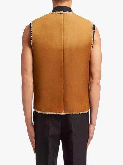 Shop Prada Shearling-lined Waistcoat In Brown