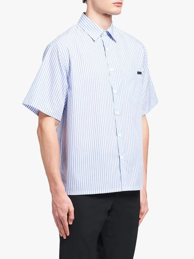 Shop Prada Stripe-print T-shirt In Blue