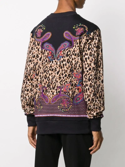 Shop Versace Jeans Couture Mix-print Sweatshirt In Black