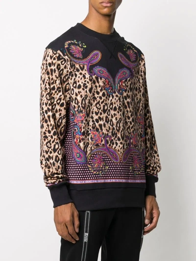 Shop Versace Jeans Couture Mix-print Sweatshirt In Black