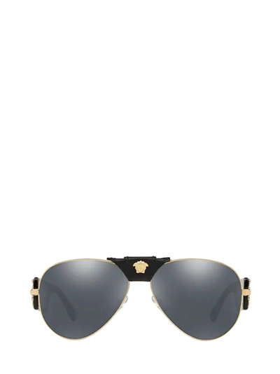 Shop Versace Ve2150q Pale Gold Sunglasses In 12526g