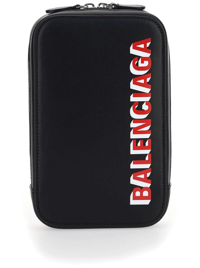 Shop Balenciaga Phone Holder In Black/l Red+white