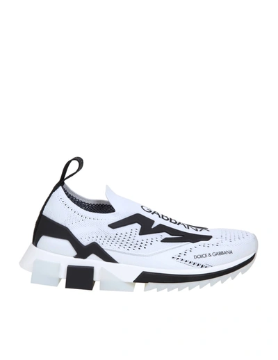 Shop Dolce & Gabbana Sneakers In Stretch Jersey And White And Black Color In White/black