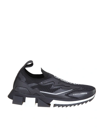 Shop Dolce & Gabbana Sneakers In Stretch Jersey Color Black In Black /white