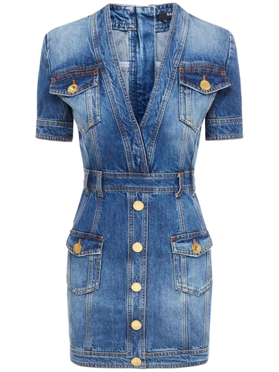 Shop Balmain Paris Dress In Blue