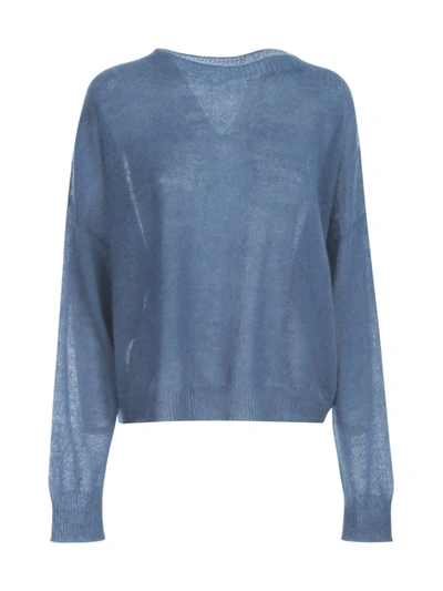 Shop Liviana Conti Mohair Sweater L/s Crew Neck In Cloude Blue