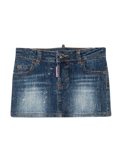 Shop Dsquared2 Denim Skirt Teen In Blu