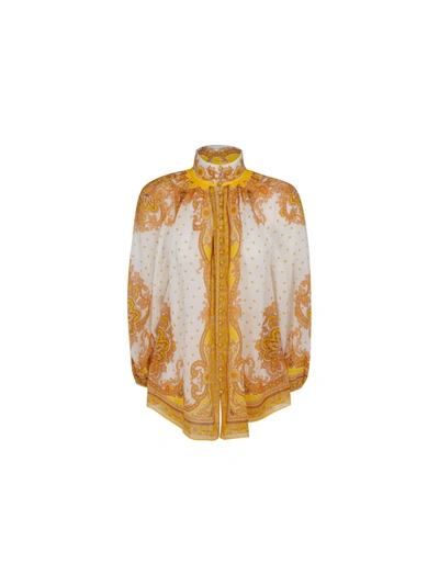 Shop Zimmermann Bells Paisley Blouse In Yellow/paisley