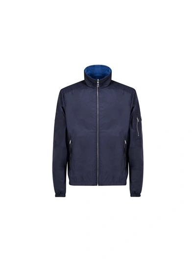 Shop Prada Reversible Jacket In Navy/indaco