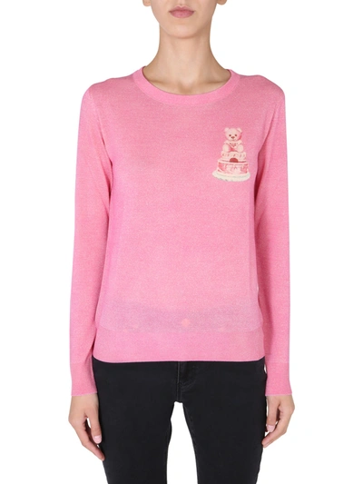 Shop Moschino Crew Neck Sweater In Rosa