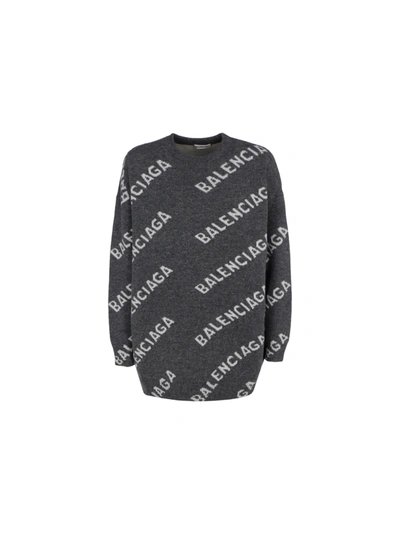 Shop Balenciaga Sweater In Dark Grey/white