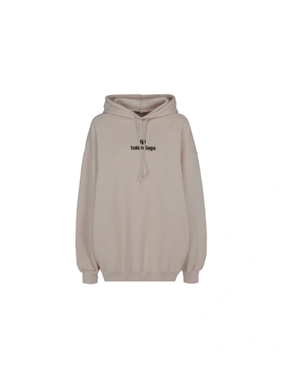 Shop Balenciaga Oversized Hoodie In Chalky White/black