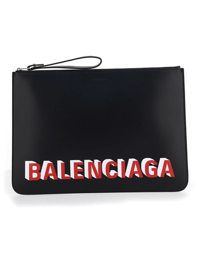 Shop Balenciaga Pouch In Black/l Red+white