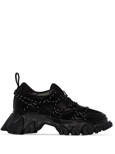 Shop Angel Chen Dragon Teeth Leather Sneakers In Black