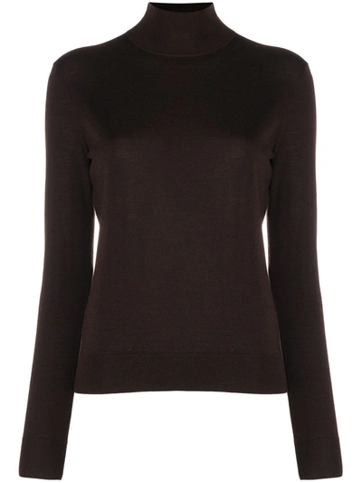 Shop Theory High-neck Sweater In Brown