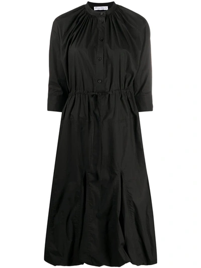 Shop Jw Anderson Flared Bubble Hem Midi Dress In Black