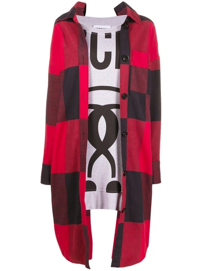 Shop Moschino Layered Check-pattern Dress In Red