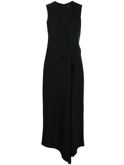 Shop Theory Twist-detail Sleeveless Dress In Black