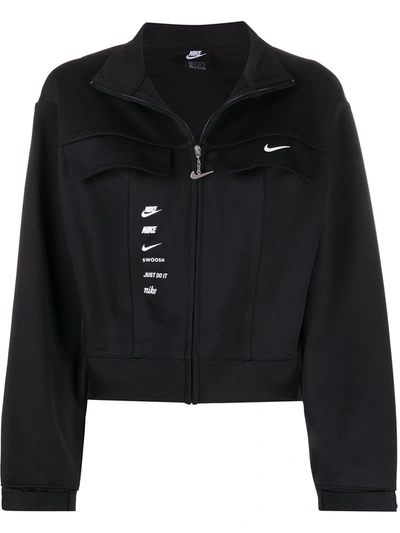 Shop Nike Swoosh Zipped Jacket In Black