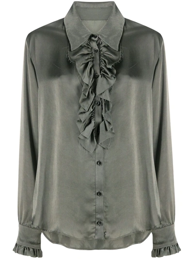 Shop Uma Wang Ruffled Detail Blouse In Grey