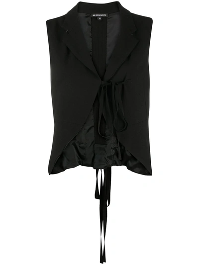 Shop Ann Demeulemeester Cropped Tie-front Waistcoat In Black
