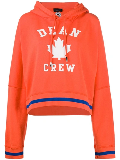 Shop Dsquared2 Logo-print Cotton Hoodie In Orange