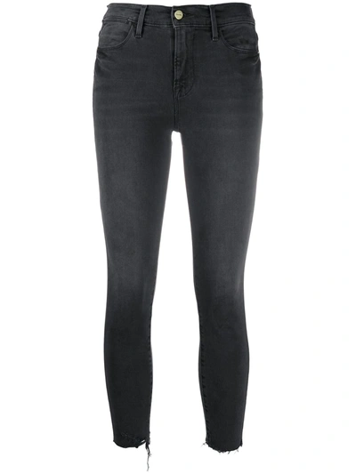 Shop Frame High-rise Skinny Jeans In Grey