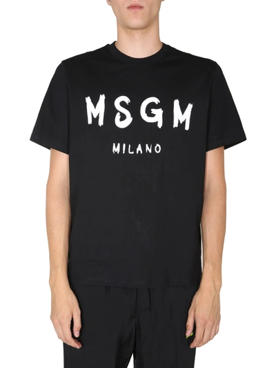 Shop Msgm Crew Neck T-shirt In Black