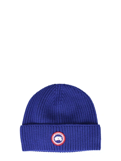 Shop Canada Goose Knitted Hat In Blue