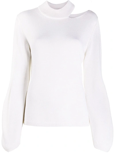 Shop Dondup Shoulder Cut-out Sweater In White