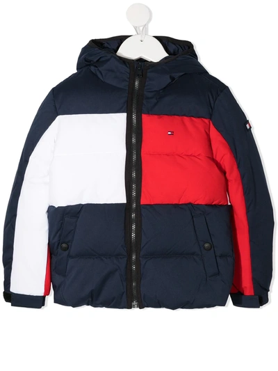 Tommy Hilfiger Junior Logo Colour-block Jacket In Blue
