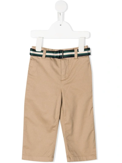 Shop Ralph Lauren Belted Chino Trousers In Neutrals