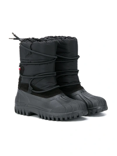 Shop Moncler Teen Drawstring Snow Boots In Black