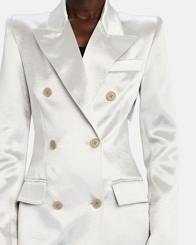 Shop Smythe Metallic Double-breasted Blazer In Ivory