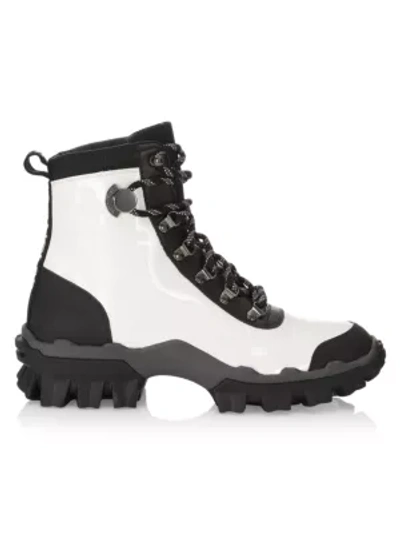 Shop Moncler Helis Leather Hiking Boots In White