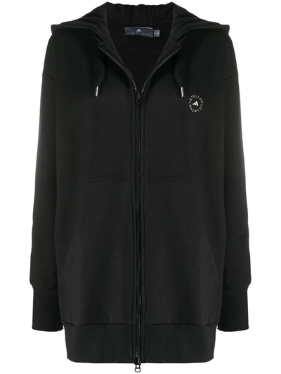 Shop Adidas By Stella Mccartney Oversized Zip-front Hoodie In Black