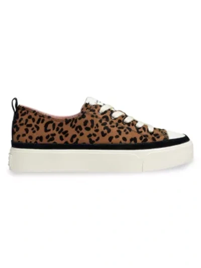 Shop Kate Spade Kaia Leopard-print Suede Platform Sneakers In Brown