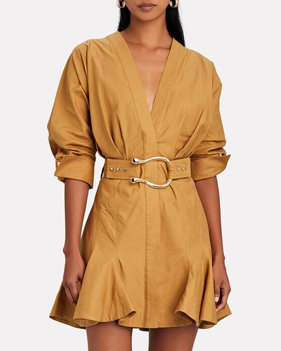 Shop Acler Bastor Poplin Mini Dress In Gold