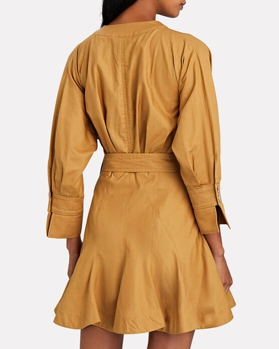 Shop Acler Bastor Poplin Mini Dress In Gold