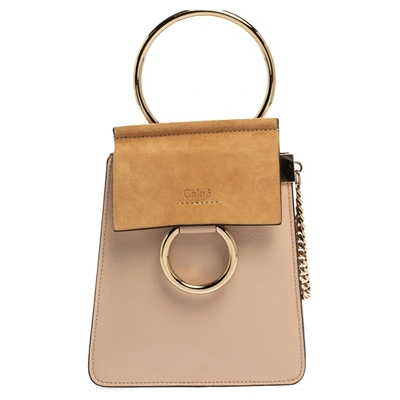 Pre-owned Chloé Beige Leather And Suede Mini Faye Crossbody Bag