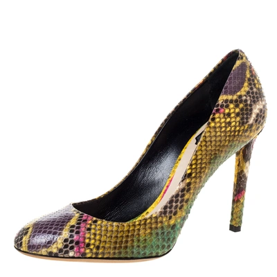 Pre-owned Dior Multicolor Python Round Toe Pumps Size 39