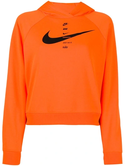 Shop Nike Swoosh Cotton Sweatshirt In Orange