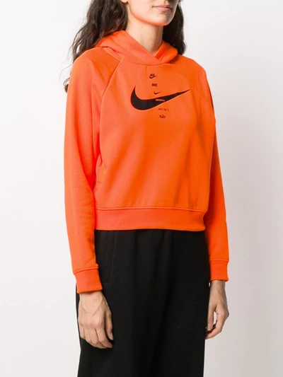 Shop Nike Swoosh Cotton Sweatshirt In Orange