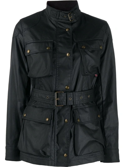 Shop Belstaff Belted Single-breasted Coat In Black
